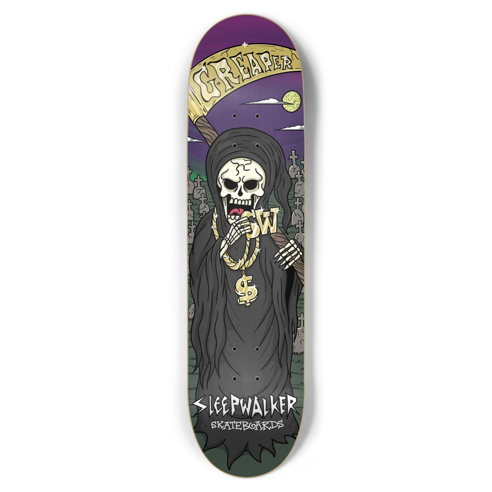 Sleepwalker Skateboard Deck - Grim 8.5β